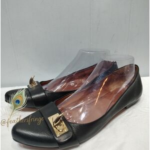 Givenchy Shark Tooth Sharklock Black Leather‎ Flats EU 39.5 US 9 Authentic